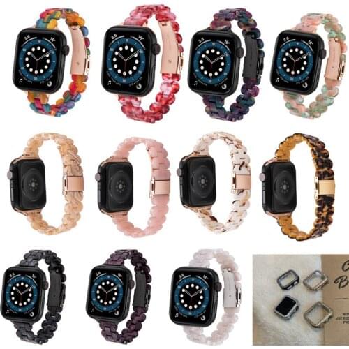 Summer Fashion Luxury watchstrap 38mm/40mm/42mm/44mm Strap For Apple iwatch SE 6 5 4 3 2 1 Thin Sports Bracelet Resin Strap case