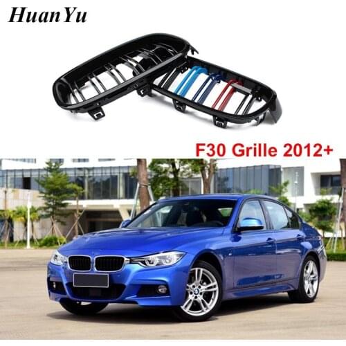 1pair F30 M color Front Bumper Grille for BMW 3 Series F31 ABS 2-slat Kidney Racing Grill 320i 328i 335i 2012+ Styling Parts