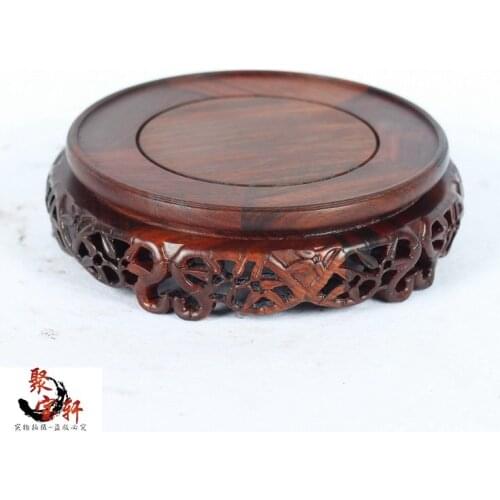 Rosewood carving annatto handicraft circular base of real wood of Buddha stone are recommended vase furnishing articles