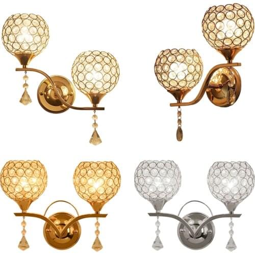 Luxury Decorative Crystal Glass Wall Light Fixture Bedside E26/E27 LED Wall Lamp Sconce Lighting Bedroom Home Indoor Decor