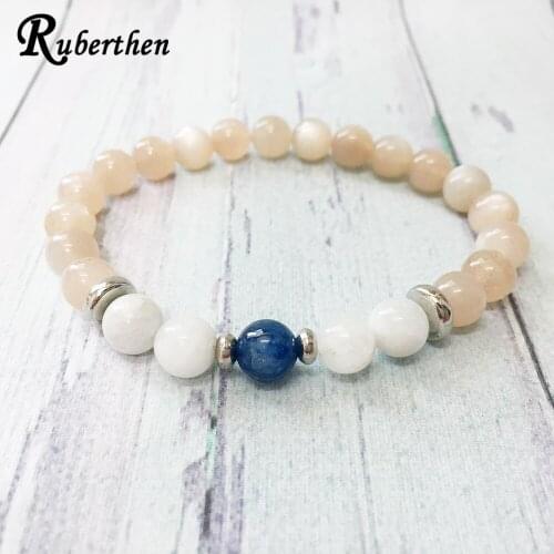 Ruberthen 8 mm A Grade Sun stone Bracelet New Design Moonstone Bead Bracelet AAA Kyanite Bracelet For Women