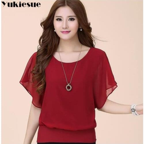 Chiffon blouse shirt women blusas blusas mujer de moda 2018 batwing sleeve loose female tops womens tops and blouses Plus size