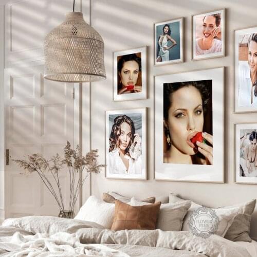 Modern Poster Angelina Jolie Sexy Lip Movie Star Acrtess Wall Art Pictures Canvas Painting for Bedroom Living Room Home Decor