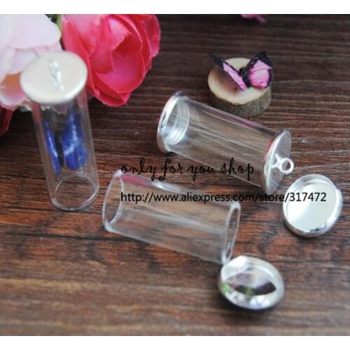 28*12mm glass tube glass vial pendant & 12mm base cap DIY glass vial pendant NEW