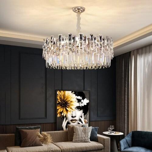 Foyer Lustre K9 Crystal E14 Led Pendant Light Modern Parlor Luxury Gold Pendant Lamp Round Hanging Lamp Led Indoor Lighting