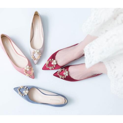 34-43 Large Size Customize Ladies Wedding Shoes Pointy Toe Shallow Flats Casual Loafers Outside Soft Cozy Lazy Ballet Flat Shoes