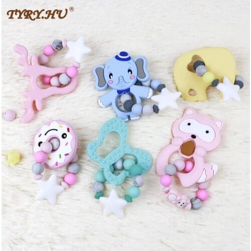 TYRY.HU Silicone Teether 1PC Baby Silicone Bracelet Silicone Beads Safety Rubber Food Grade Silicone Teether Toys Shower Gifts