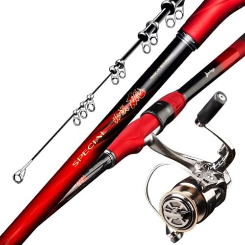 5# Super Hard Rock Fishing Rod Feeder Carbon Fiber 3.6M 4.5M 5.3M 6.3M Telescopic Fishing Canne Distant Throwing Olta with Reel