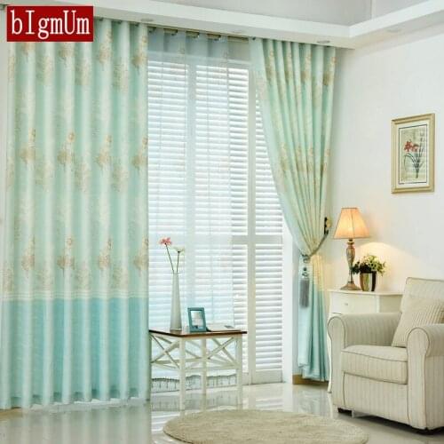 Pastoral Style Window Floral Leaf Print Curtain For Living Room Tulle Curtains Blinds Voile Home Decorative Bedroom Soft cortina