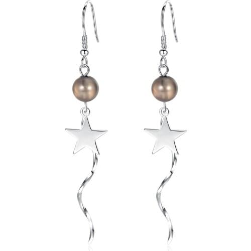 S925 Silver Earring Agate and Star Tassel Drop Earring For Women Wedding Gift Lady Girl Fashion Jewelry