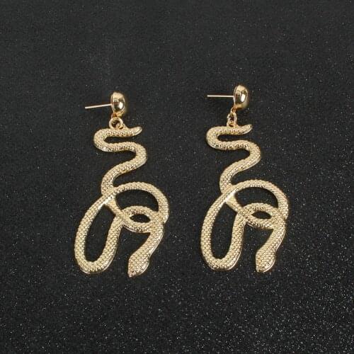 2021 New Exaggerated European Cool Snake Earring Fashion Personality Retro Simple Long Earrings for Women Punk Alloy Jewelry
