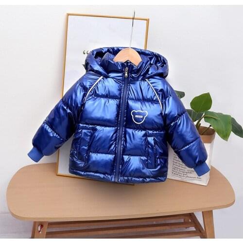 Boys Winter Coat girls Fleece Jacket 2021 New Childrens Thick Down Hooded Jacket Childrens Clothing Bright Face Padded Parker