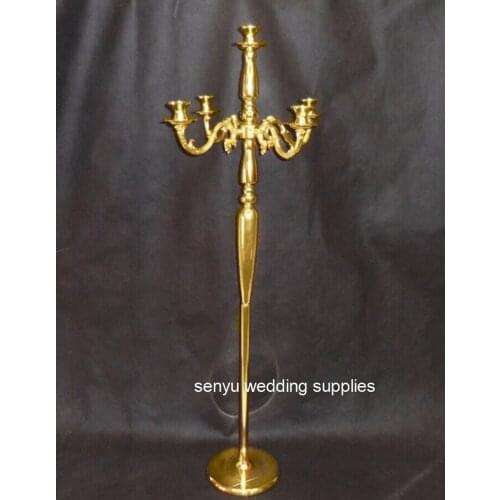 10pcs ) 60cm /120cm tall )Five Arms Gold Silver Tall Candle Holder Candelabra For Wedding Table Centerpieces Decoration