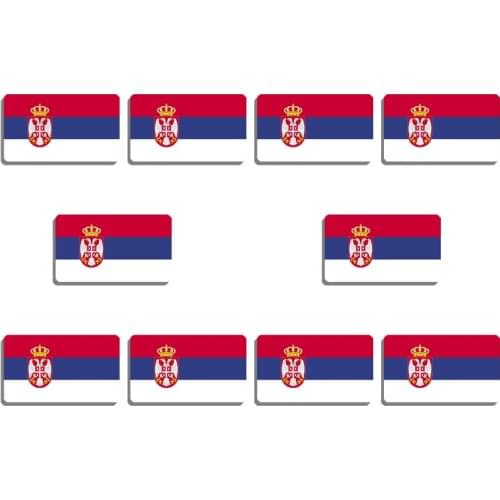 10Pcs/Set Serbia Flag Brooch Acrylic National Flag Pin For Backpacks Hat Shirt Clothes Patriotic Badge Jewelry Gift