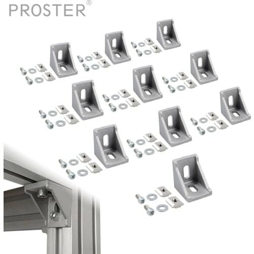 Proster 10Pcs for Angle Code Aluminum angle Fastening Fixing Bracket Furniture Accessories Cabinet Angle Connector For Window