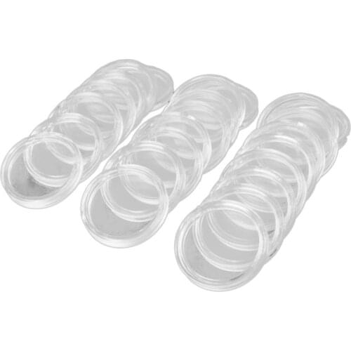 100Pcs 21mm Round Clear Plastic Coin Holder Capsules Box Storage Clear Round Display Cases Coin Holders