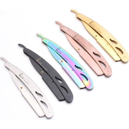 14*2cm 1 Pcs Mr Rabbit Professional Barber Edge Steel Folding Shaving Knife Hair Removal Tools Shaving Razor + Blade T6102