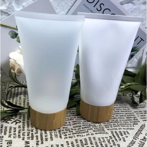 150ml High Quality Luxury Natural Wood White Frosted 150g Bamboo Lid Plastic Bb Cream Tubes Soft Tube for Cosmetic Squeeze Tube