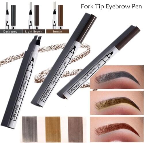 2018 Fashion 4 Head Tattoo Eyebrow Pencil Microblading Eyebrow Pen Tint Women Waterproof Fork Tip Eyebrow Tattoo Pen Brow Pencil
