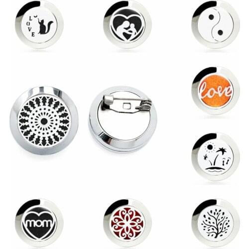 2019 Fashion Beach shape Stainless Steel Brooch Fine Pin Badge Aromatherapy Essential Oil Diffuser Perfume Lockets travel