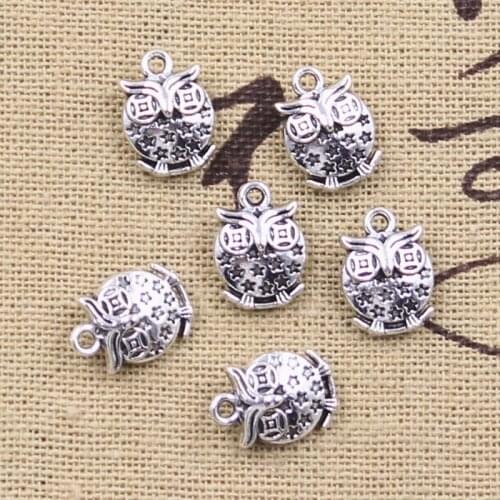 25pcs Charms Star Owl 12x9mm Antique Silver Color Pendants DIY Crafts Making Findings Handmade Tibetan Jewelry