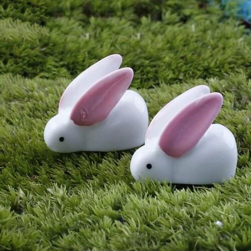 4pcs DIY mini Resin long ear bunny ornaments fairy miniature garden home decor animals decoration accessories Easter feng shui