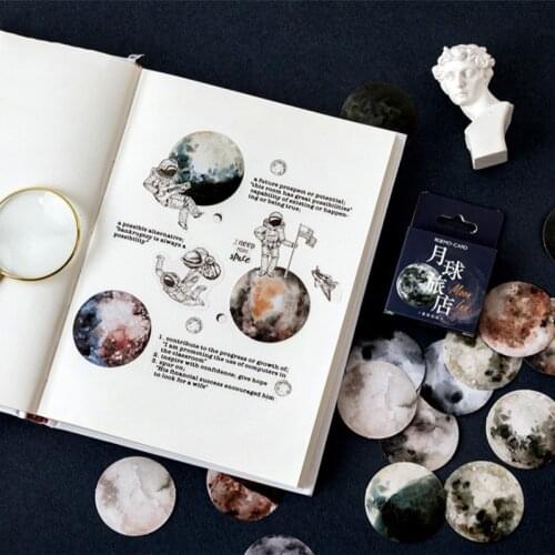 46pcs Moon Inn Boxed Sticker Planet stickers Planet Decorative Washi Stickers Scrapbooking Label Diary Stationery Album Stickers