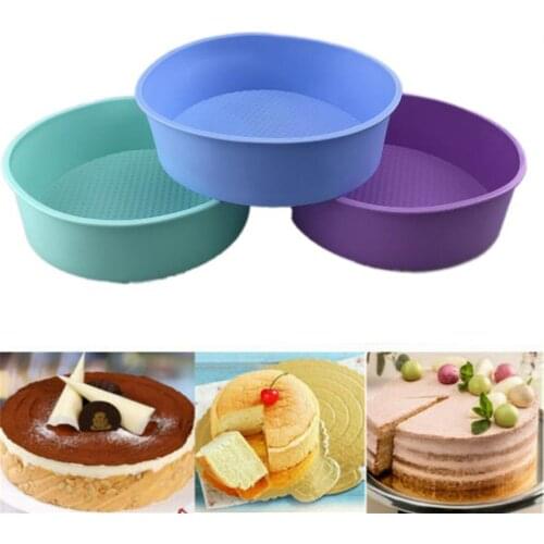 8 Inch Silicone Round Cake Mold Bread Muffin Pan Bakeware Mould Baking Tray Tool