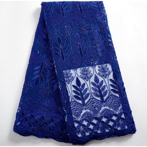 Zhenguiru African Lace Fabric 2021 New Beautiful Sequins Royal Blue French Lace Tulle Nigerian Women Wedding Dresses Party A2366