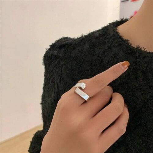 AOMU 1PC New Trendy Simple Personality Irregular Cross Gold Silver Color Adjustable Metal Rings For Women Girls Party Jewelry