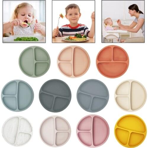 Waterproof Food Grade Silicone Baby Divided Suction Bowl Anti-Slip Children Dinner Plate Infant Learning Feeding Dish Tableware