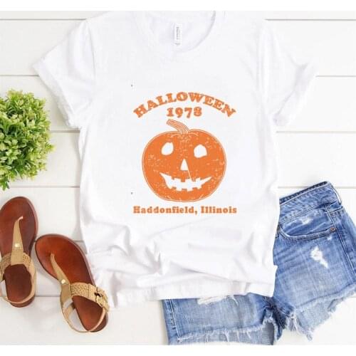 Halloween Pumpkin Printing Short-Sleeved T-shirt Kawaii Unif Womens Shirts Streetwear Trending Products