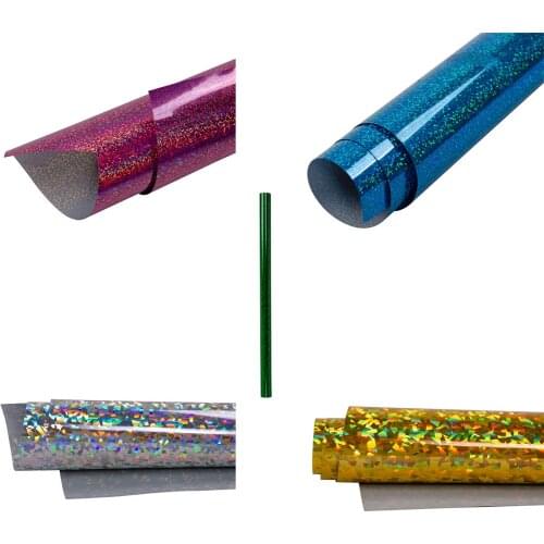 HOHOFILM 5PCS/PACK 50cmx30cm Heat Transfer Vinyl T-shirt Heat Press Vinyl 20''x12'' HTV Holographic 5colors Together