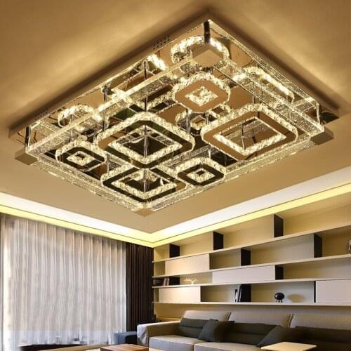 Crystal light living room lamp simple modern atmosphere home dining room lamp rectangular bedroom lighting led ceiling fixture