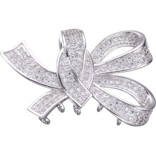 JUYA Micro Pave Clear Zircon Charms Pendants Rhinestone Knot Connectors for Pearl Jewellery Pendant Jewelry Making Supplies