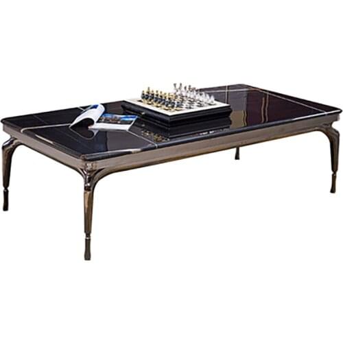 Postmodern marble surface coffee table combination Italian luxury living room stainless steel titanium square table designer f