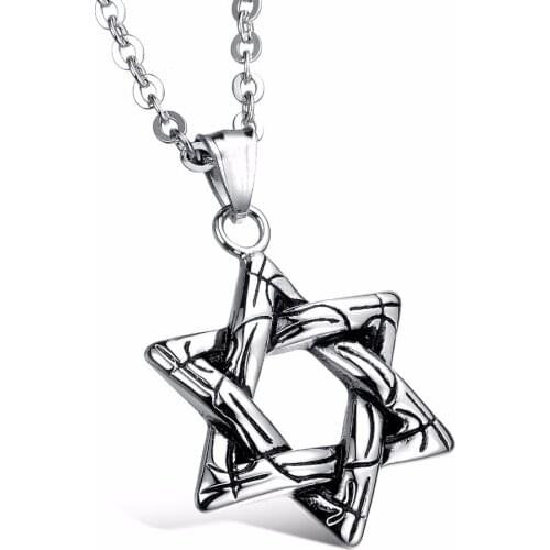 New Fashion 316 stainless steel novelty Hexagram Pendant + Mens Women Unisex necklace Chain Men Jewelry Christmas Gift