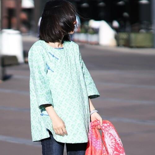 MICOCO W1805B Original literature and art broken flower disc collar button small jacket short jacket girl 18 spring