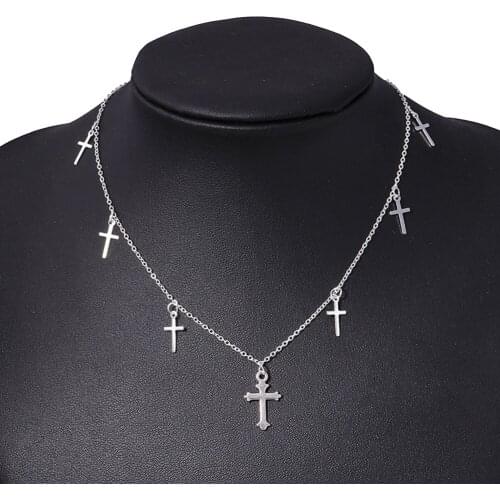 Fashion Cross Short Necklace for Women Pendant Clavicle Chain Neck Decorative Jewelry Female Punk Necklaces Jewelry Gifts