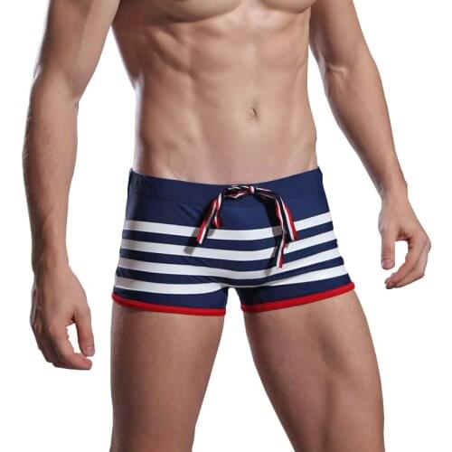 Man Swimwear Striped Boxer Surfing Pants Male Swimming Trunks Sexy Board Shorts Sport Underwear Beach Casual Brief Beachwear