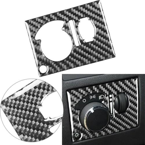 Carbon Fiber Car Headlight Switch Panel Cover Sticker Trim For Dodge Challenger 2008 2009 2010 2011 2012 2013 2014 LHD