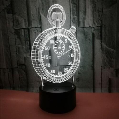 Novelty Pocket Watch 3D Night Light 7 Colors Clock Shape LED Lamp Bedroom Table Lamps Gifts for Kids