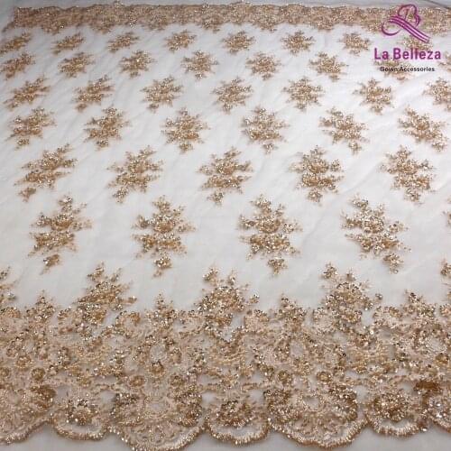 New fashion fine workmanship multi-color heavy beads handmade on mesh wedding dress/stage dress lace fabric 1yard