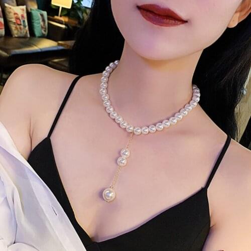 New Style Imitation Pearls Choker Necklaces for Women 2019 Fashion Jewelry Short Pendant Necklace Female Collier Femme