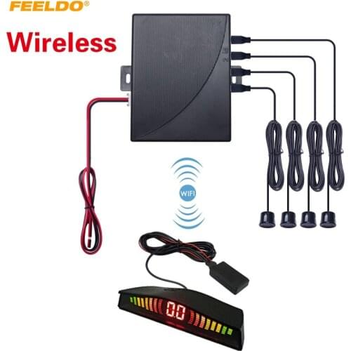 FEELDO Car Auto 4-Sensor Parktronic LED Wireless Parking Sensor Aid Backup Radar Monitor Detector System #HQ878