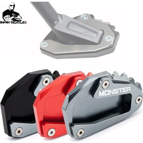 Motorcycle CNC Kickstand Foot Side Stand Extension Support Plate Pad with logo For Ducati MONSTER 1200 1200S 821 2014-2019 2018