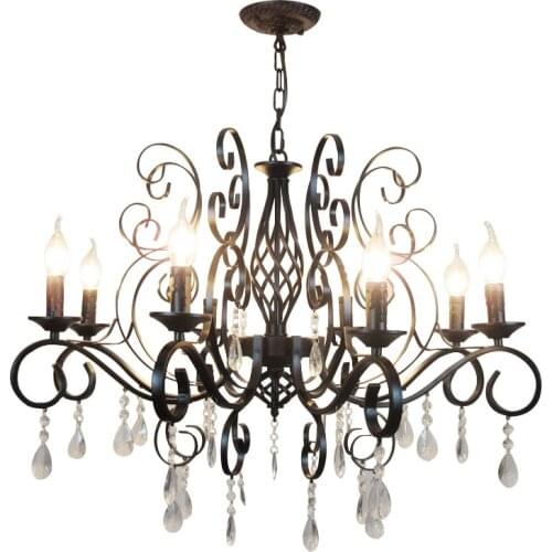 Simple American style living room crystal candle big bedroom dining room study creative personality family Chandelier