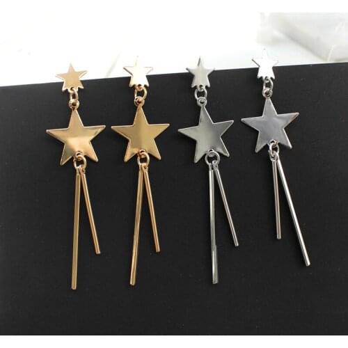 Simple Five-pointed Star Geometry Tassel Pendant Earrings Fashion Stars Temperament Earrings Popular Street Shooting Jewelry