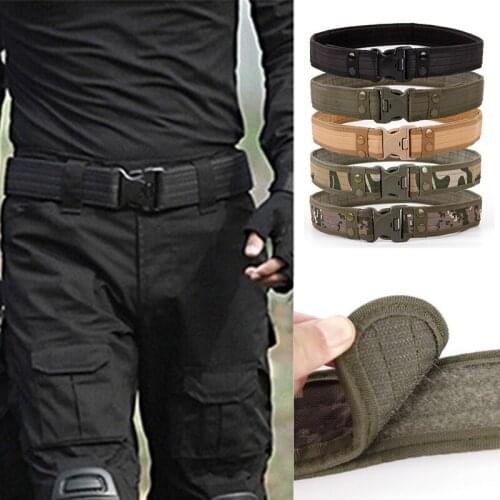 High Quality Army Style Thicken Combat Belt Quick Release Tactical Belt Fashion Men Canvas Waistband Outdoor Hunting Accessories