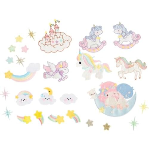 Self adhesive needlework Unicorn fashion long long long long long book bag shoes sticker pattern down clothes decoration patch